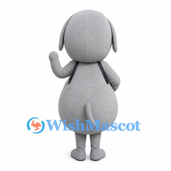 Elephant Mascot Costume in Gray with Blue Drum