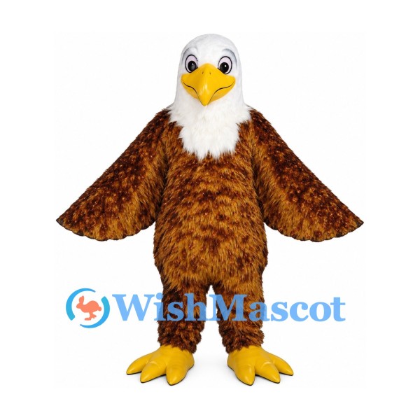 Bald Eagle Mascot Costume with Brown Wings and Yellow Feet