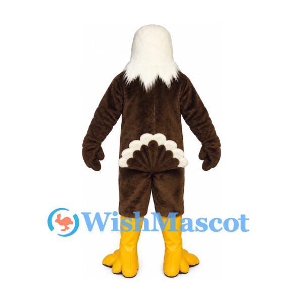 Bald Eagle Mascot Costume in Brown with Large White Head