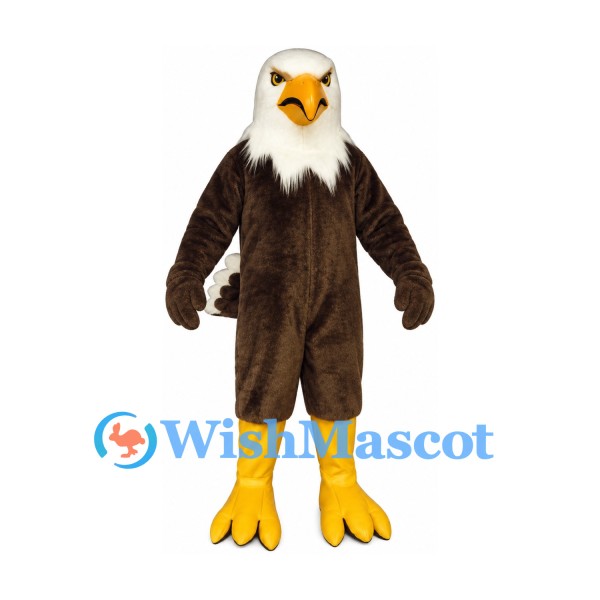 Bald Eagle Mascot Costume in Brown with Large White Head