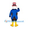 Bald Eagle Mascot Costume with Patriotic Top Hat and Blue Coat