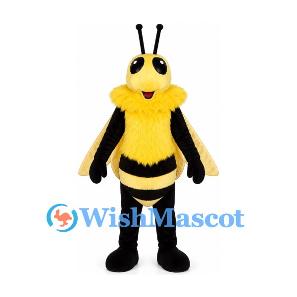 Bee Mascot Costume in Yellow and Black with Long Wings