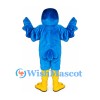 Blue Bird Mascot Costume with Orange Belly and Yellow Feet