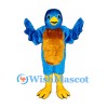 Blue Bird Mascot Costume with Orange Belly and Yellow Feet