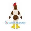 Rooster Mascot Costume in White and Brown with Red Comb
