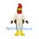 Rooster Mascot Costume in White and Brown with Red Comb