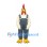 Chicken Mascot Costume with Blue Overalls and Red Comb