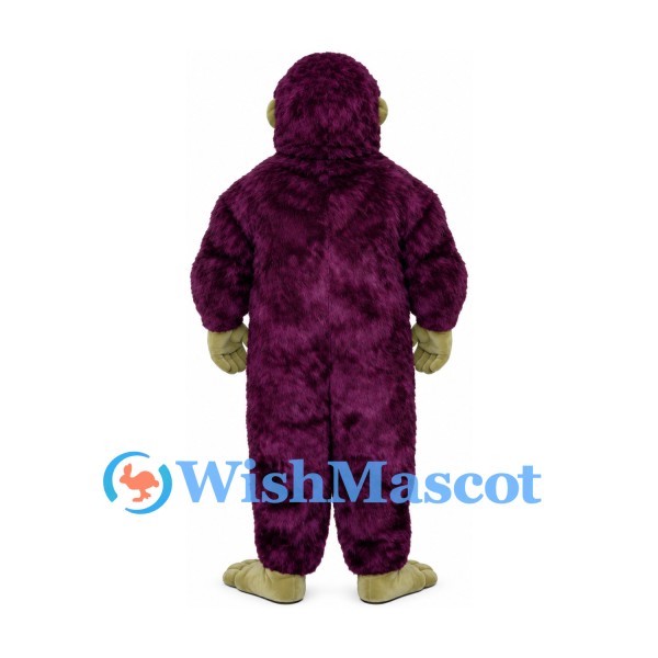 Gorilla Mascot Costume in Purple with Green Face and Hands