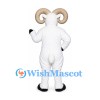Ram Mascot Costume in White with Cream Curled Horns