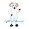 Ram Mascot Costume in White with Cream Curled Horns
