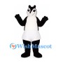 Skunk Mascot Costume with White Apron and Striped Tail