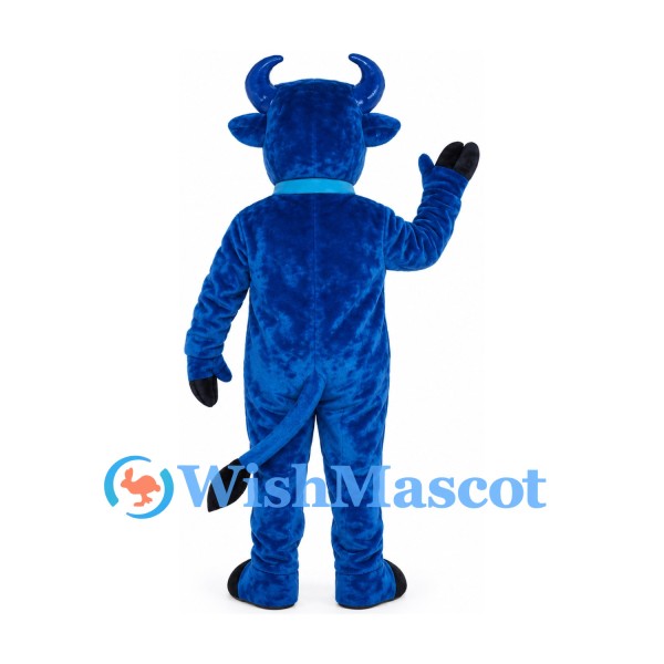 Bull Mascot Costume in Blue with Neck Bell