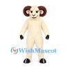 Ram Mascot Costume in Cream with Brown Curled Horns
