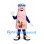 Smoothie Bottle Mascot Costume in Pink with Fruit Print and Blue Cap