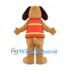 Dog Mascot Costume with Red Yellow Safety Vest