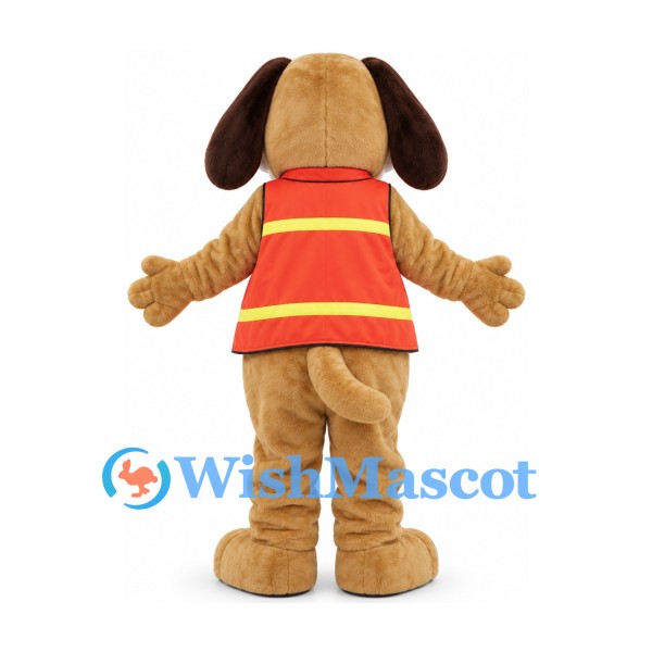 Dog Mascot Costume with Red Yellow Safety Vest