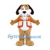 Dog Mascot Costume with Red Yellow Safety Vest