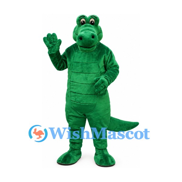 Crocodile Mascot Costume in Dark Green with Long Tail