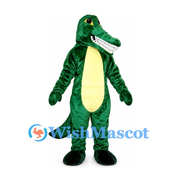 Crocodile Mascot Costume in Green with Long Toothy Snout