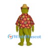 Crocodile Mascot Costume with Floral Shirt and Pink Sunglasses