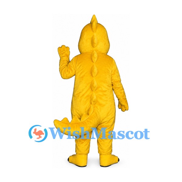 Dinosaur Mascot Costume in Yellow with Rounded Back Spines
