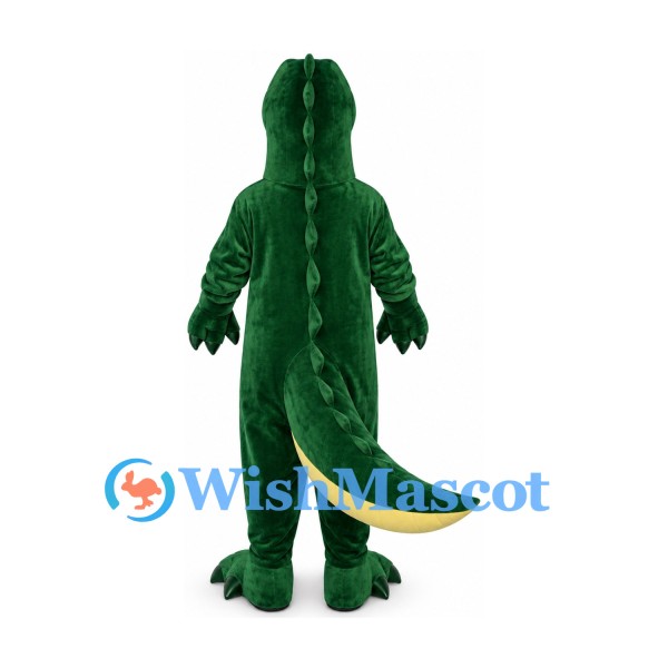 Dinosaur Mascot Costume in Dark Green with Yellow Belly