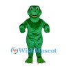 Frog Mascot Costume in Emerald Green with Smiling Face