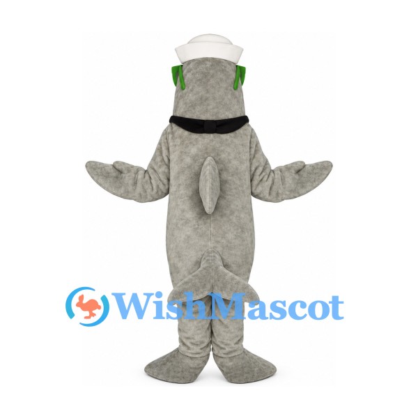 Dolphin Sailor Mascot Costume with White Cap and Green Sunglasses