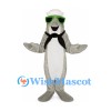 Dolphin Sailor Mascot Costume with White Cap and Green Sunglasses
