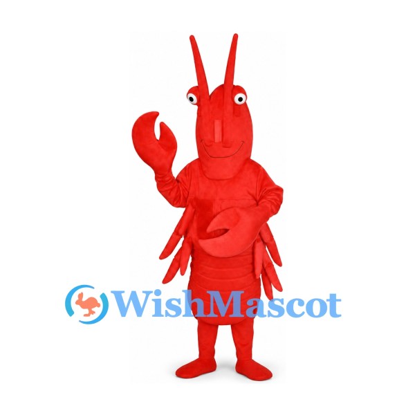 Lobster Mascot Costume in Red with Long Antennae and Claws