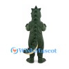 Dragon Mascot Costume in Dark Green with Yellow Belly and Head Spikes