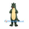 Dragon Mascot Costume in Dark Green with Yellow Belly and Head Spikes