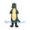 Dragon Mascot Costume in Dark Green with Yellow Belly and Head Spikes
