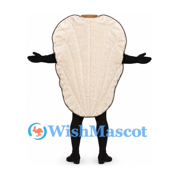 Oyster Mascot Costume with Beige Shell and Black Limbs