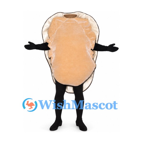 Oyster Mascot Costume with Beige Shell and Black Limbs