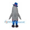 Dolphin Mascot Costume with Blue Top Hat and Pants