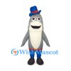 Dolphin Mascot Costume with Blue Top Hat and Pants