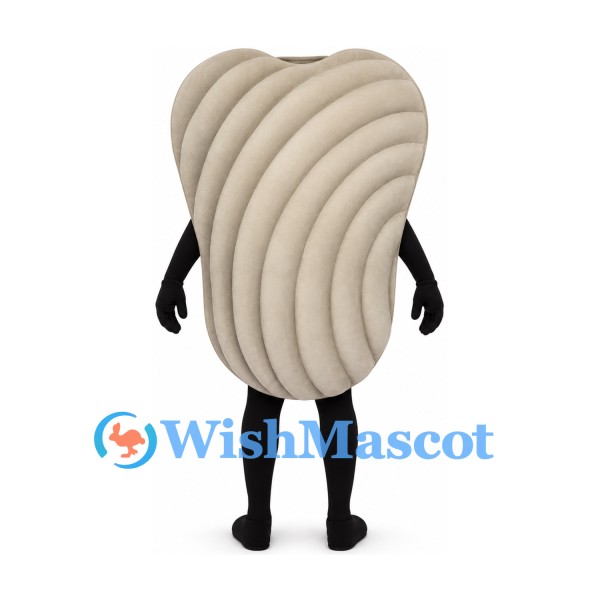 Clam Mascot Costume with Cream Ridged Shell