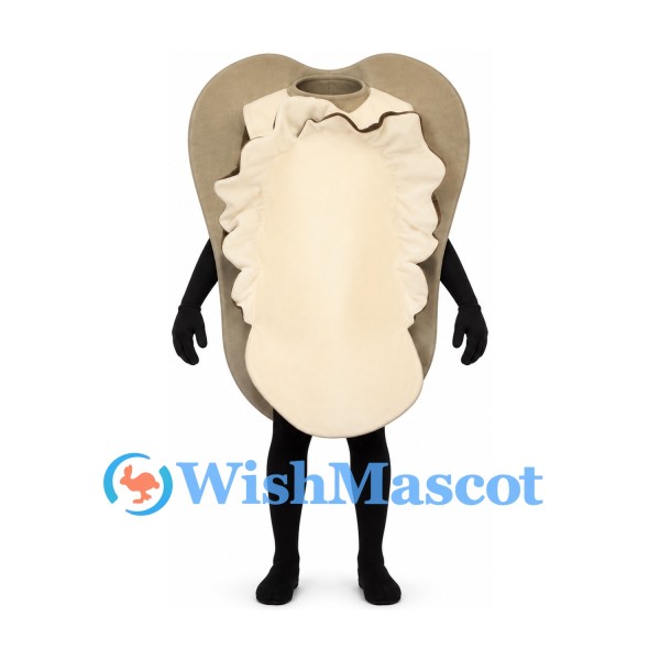 Clam Mascot Costume with Cream Ridged Shell