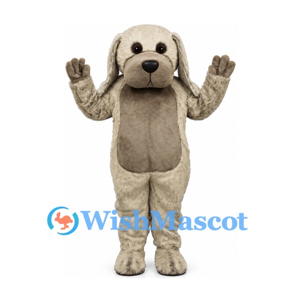 Dog Mascot Costume in Gray with Dark Belly and Floppy Ears
