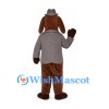 Basset Hound Mascot Costume with Gray Jacket and Brown Fedora