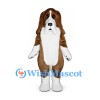 Basset Hound Mascot Costume in Brown and White with Long Ears