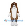Basset Hound Mascot Costume in Brown and White with Long Ears