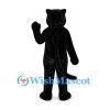 Black Panther Mascot Costume with Yellow Eyes and Long Tail