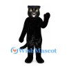 Black Panther Mascot Costume with Yellow Eyes and Long Tail