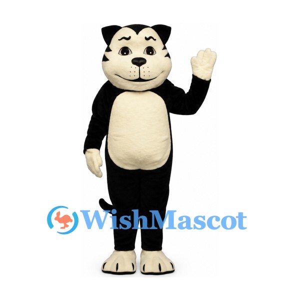 Cat Mascot Costume in Black with Cream Face and Belly