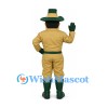 Explorer Mascot Costume with Tan Uniform and Green Hat