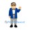Professor Mascot Costume with Glasses and Blue Jacket