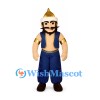 Warrior Mascot Costume with Gold Helmet and Blue Outfit