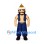 Warrior Mascot Costume with Gold Helmet and Blue Outfit